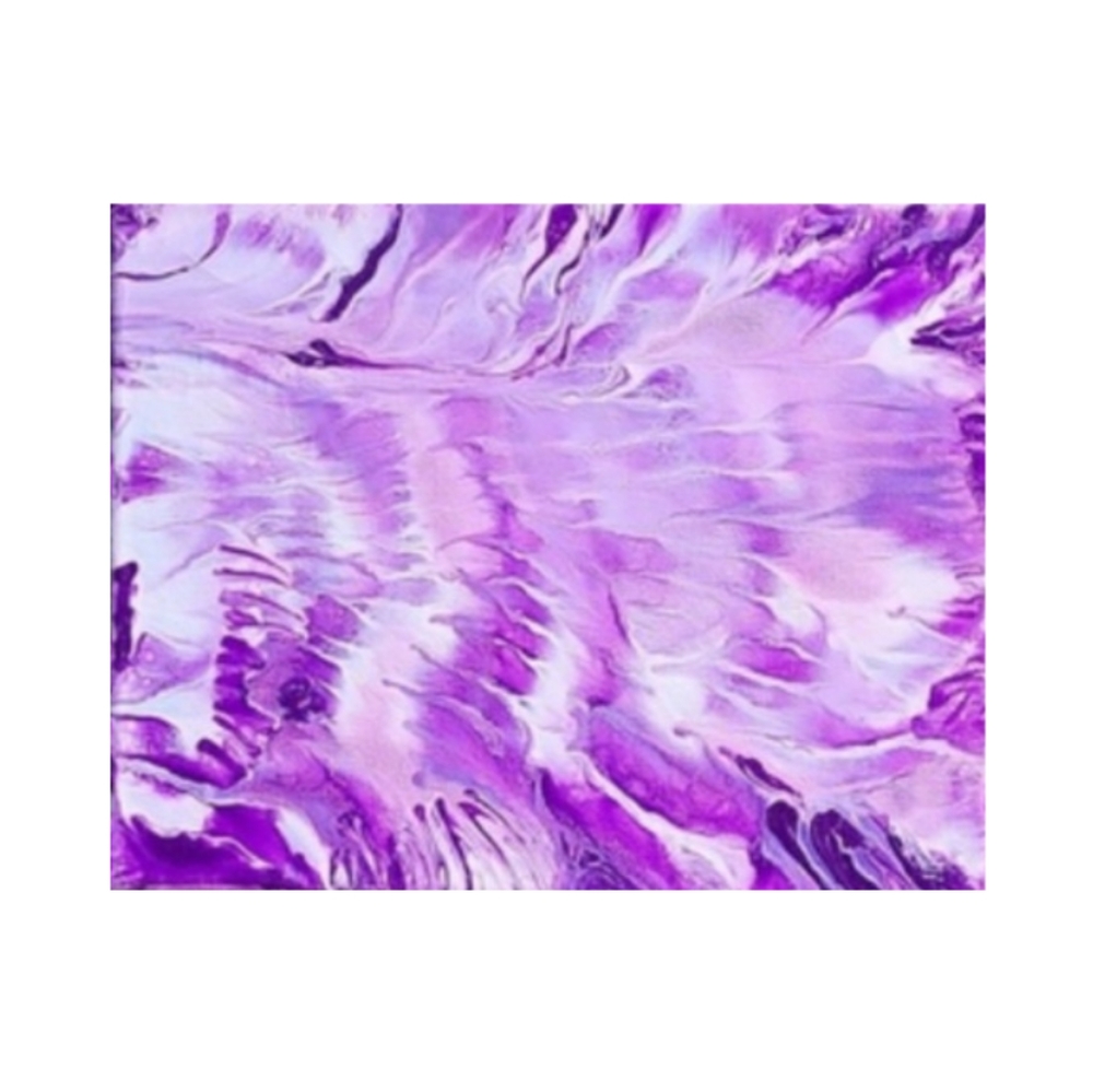 Hand Crafted Purple and White Abstract Design 8×10 Inches Canvas Painting - Picture 4 of 4